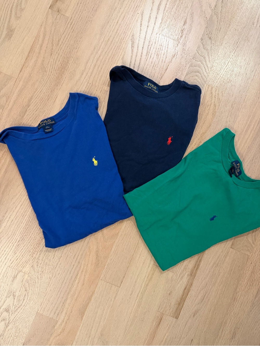 Polo by Ralph Lauren Kids Short Sleeve Tee Trio - Blue, Navy & Green